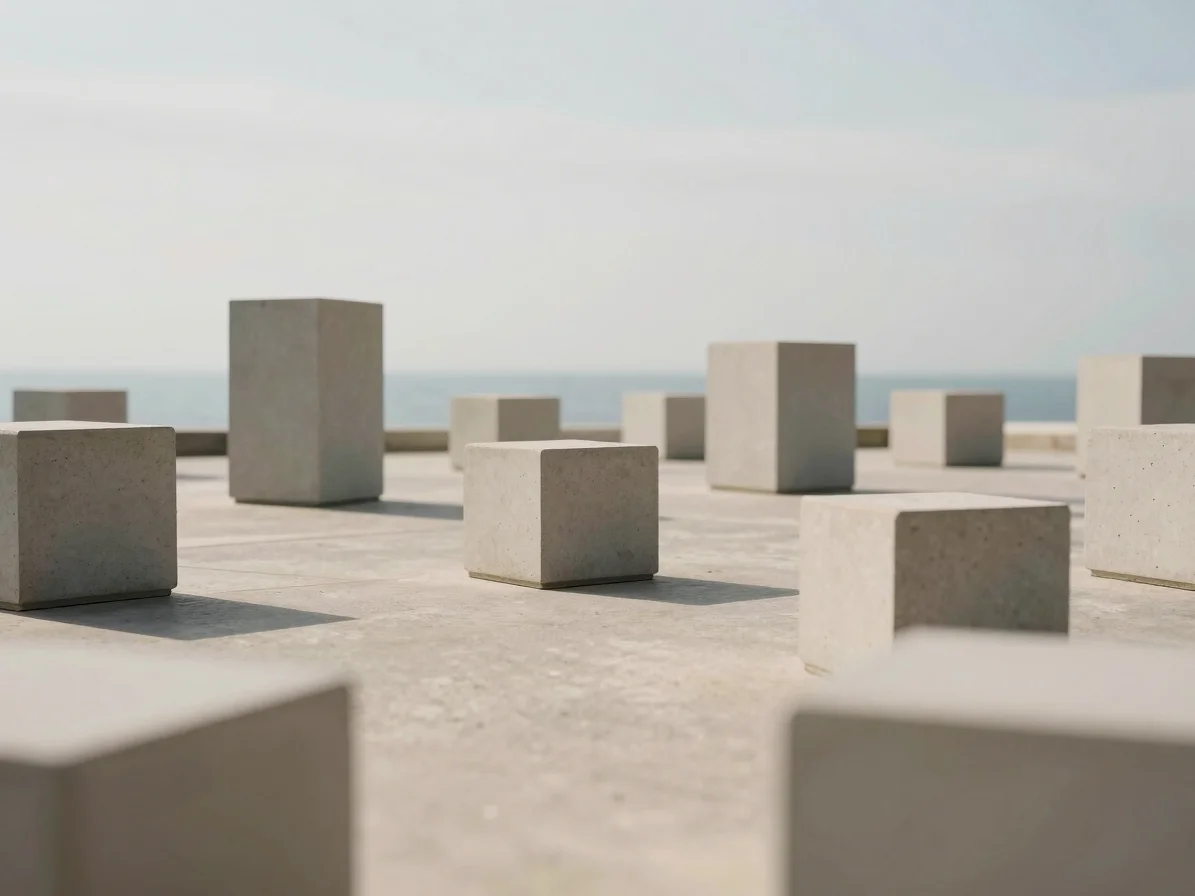Abstract geometric shapes representing thought processes, soft na